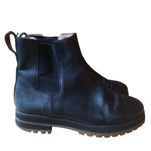 Madewell Black Leather Ivy Classic Chelsea Boot with Utilitarian Lug Sole Size 7
